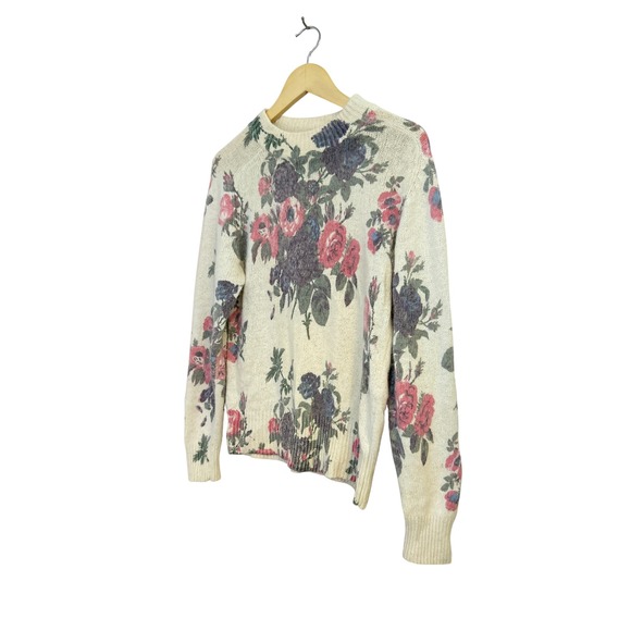 De Rotchild Vintage Floral Silk Angora Crewneck Sweater Medium - Picture 2 of 6